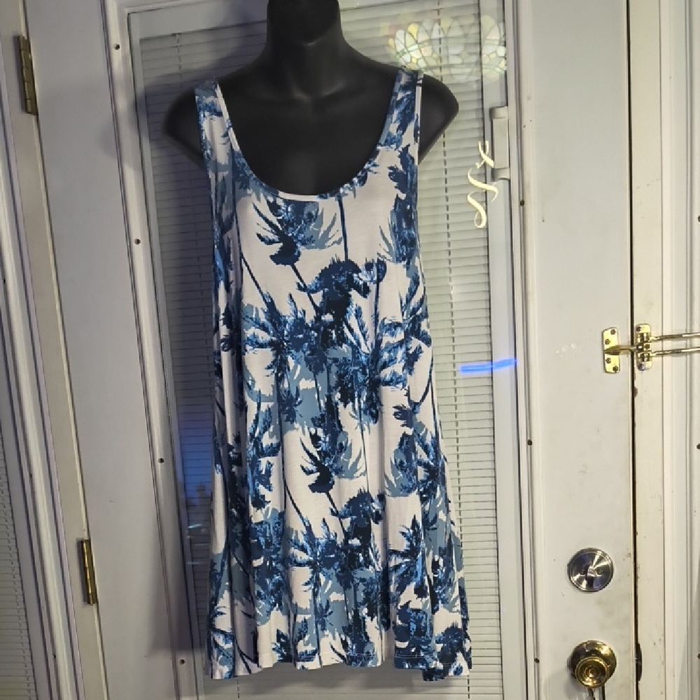 Floral Blue and White Swim Coverup